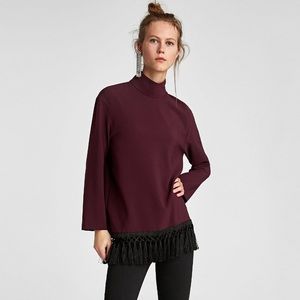 High Neck Zara Top With Tassels